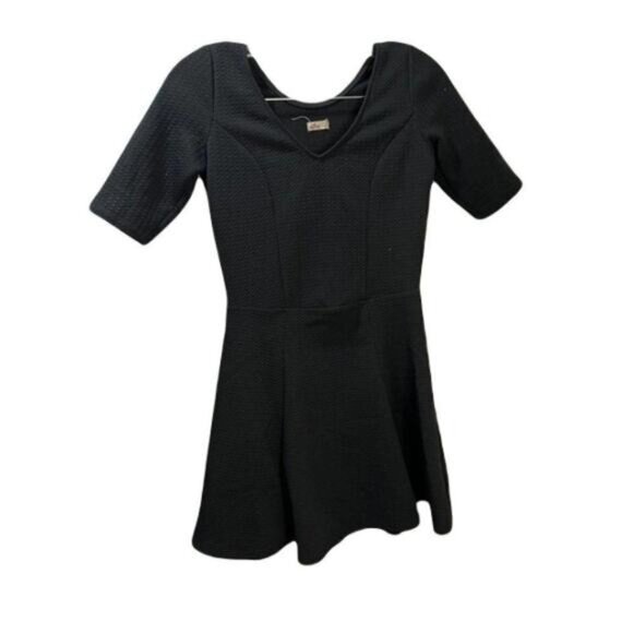 Hollister Womens V Neck‎ Waffle Tunic Top Black XS - Picture 1 of 4